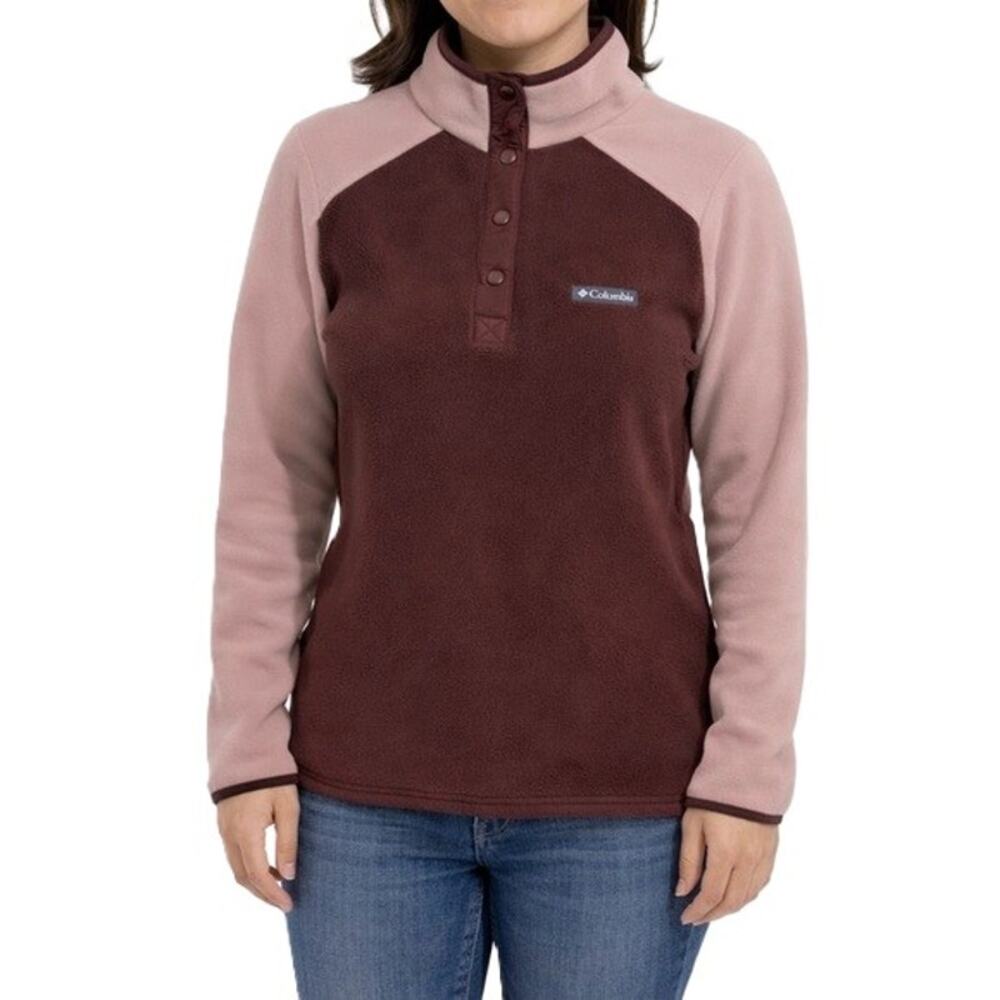 Columbia Womens Fleece Pullover Snape Neck Colorblock Rose Pink Size S Gorpcore - Picture 3 of 11